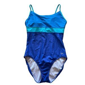 New without tags blue color block one piece speedo size 12